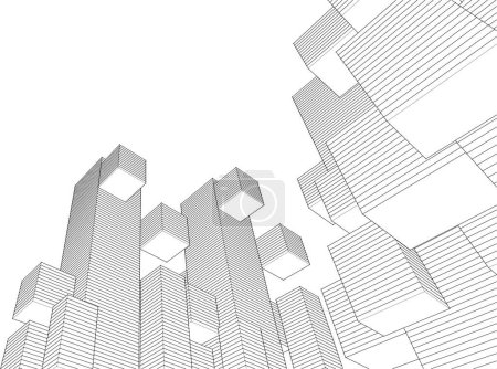 Illustration for Abstract modular architecture  background 3d illustration - Royalty Free Image