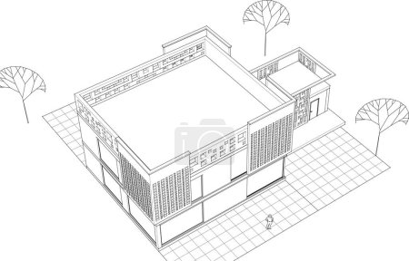 Illustration for House architectural project sketch 3d illustration - Royalty Free Image