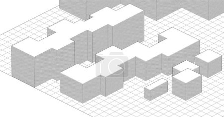 Illustration for Abstract modular architecture 3d illustration - Royalty Free Image