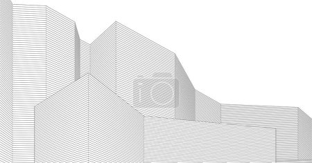 Ilustración de Arquitectura moderna fachada modular 3d ilustración - Imagen libre de derechos