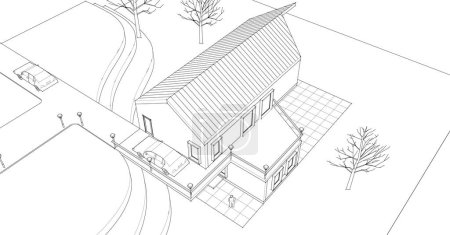Ilustración de Casa bosquejo arquitectónico 3d ilustración - Imagen libre de derechos