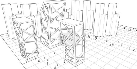 Téléchargez les illustrations : Architecture conceptuelle de la ville illustration 3D - en licence libre de droit