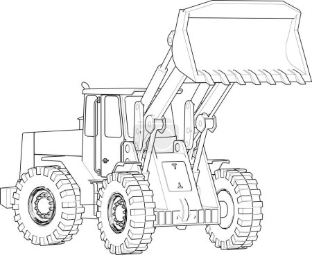 Illustration for Wheel bulldozer 3d illustration sketch - Royalty Free Image