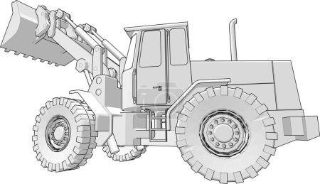 Téléchargez les illustrations : Roue bulldozer illustration 3d croquis - en licence libre de droit