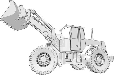 Ilustración de Rueda bulldozer 3d ilustración boceto - Imagen libre de derechos