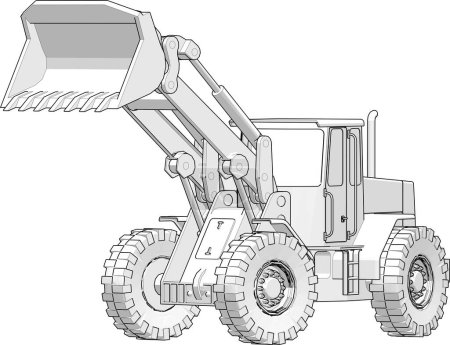 Ilustración de Rueda bulldozer 3d ilustración boceto - Imagen libre de derechos