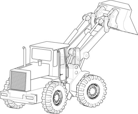 Téléchargez les illustrations : Roue bulldozer illustration 3d croquis - en licence libre de droit