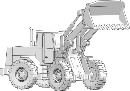 Illustration for Wheel bulldozer 3d illustration sketch - Royalty Free Image
