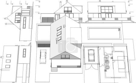 Ilustración de 3d casa residencial tradicional - Imagen libre de derechos