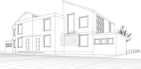 Illustration for Townhouse sketch concept 3d illustration - Royalty Free Image