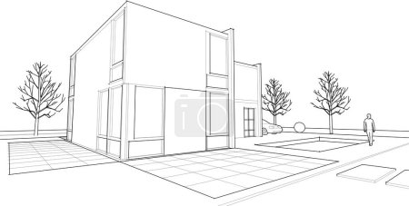 Téléchargez les illustrations : Maison de ville croquis concept illustration 3d - en licence libre de droit