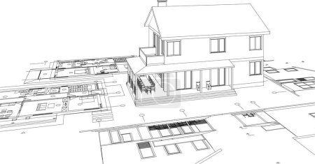 Illustration for Townhouse sketch concept 3d illustration - Royalty Free Image