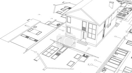 Téléchargez les illustrations : Maison de ville croquis concept illustration 3d - en licence libre de droit