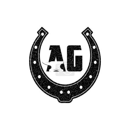 Creative Letter A G for Farrier Service with. A G, Anvil, horseshoe. Good for logos, farrier services promo materials or banners