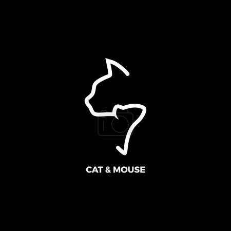 Drawing of cat and mouse line pattern.