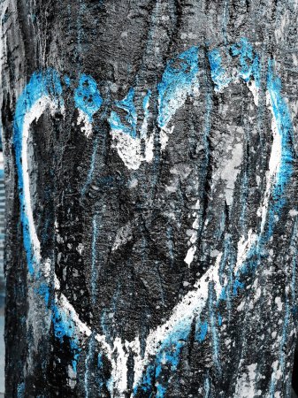 Téléchargez les photos : Dessin du cœur sur l'écorce d'un arbre - en image libre de droit