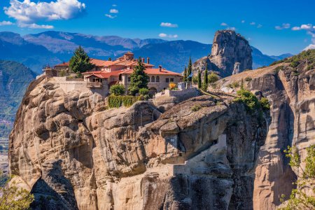 Photo for The Holy Trinity Monastery (Agia Triada) at Meteora is one of the most photographed monuments in Kalambaka in Greece - Royalty Free Image