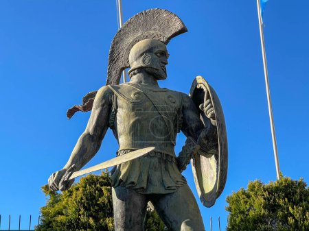 Photo for The statue of King Leonidas in Sparta city, Laconia, Peloponnese, Greece - Royalty Free Image
