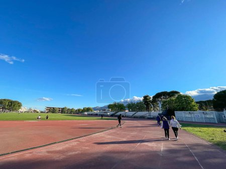 Photo for Interior of soccer stadium of Sparti city in Lakonia, Greece, Europe - Royalty Free Image