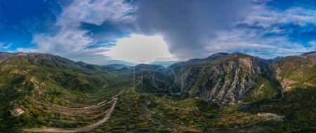 Photo for 360 aerial view over the famous Ridomo gorge in mountainous Mani area in Messenia in Peloponnese, Greece - Royalty Free Image