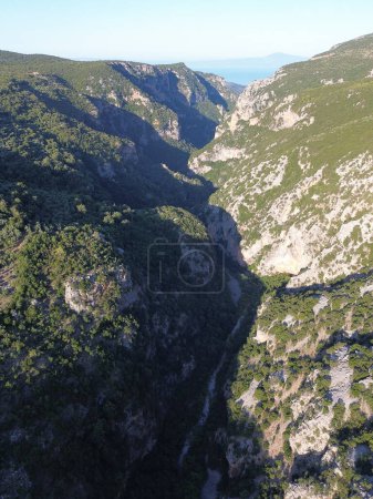 Photo for Aerial view over the famous Ridomo gorge in mountainous Mani area in Messenia, Peloponnese in Greece - Royalty Free Image
