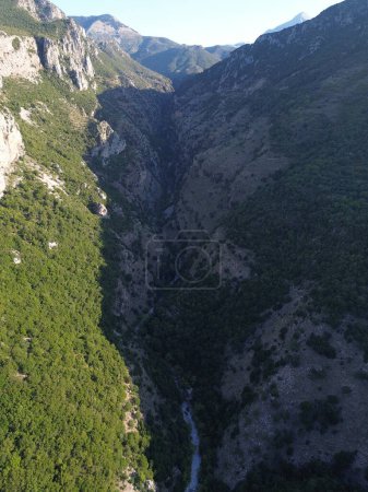 Photo for Aerial view over the famous Ridomo gorge in mountainous Mani area in Messenia, Peloponnese in Greece - Royalty Free Image