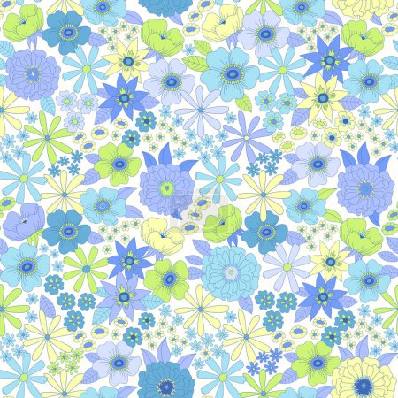 Illustration for Amazing 70s. Retro Seamless Pattern. Gorgeous super trendy pattern. Retro design for womens and childrens clothing. - Royalty Free Image