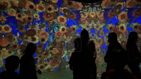 Photo for Europe, Italy, Milan 12-18-2023 Van Gogh digital art expo - Van Gogh: The Immersive Experience - Sunflowers - Royalty Free Image