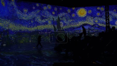 Photo for Europe, Italy, Milan 12-18-2023 Van Gogh digital art expo - Van Gogh: The Immersive Experience - Starry Night - Royalty Free Image