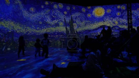 Photo for Europe, Italy, Milan 12-18-2023 Van Gogh digital art expo - Van Gogh: The Immersive Experience - Starry Night - Royalty Free Image