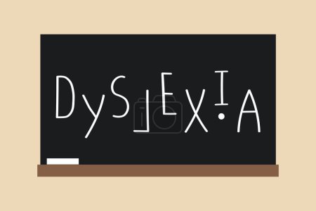 Illustration for A blackboard with a word dyslexia written on it. Banner, poster, brochure, flyer template. - Royalty Free Image