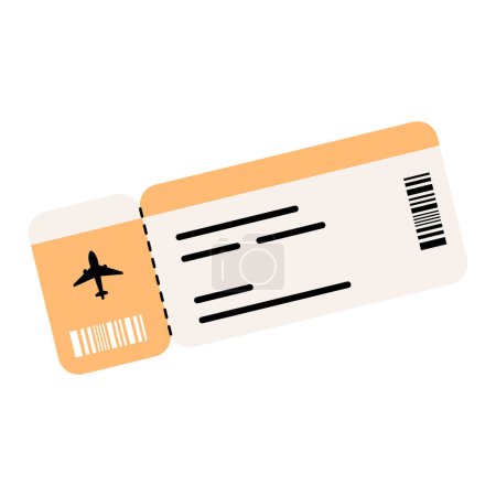 Illustration for A cartoon style illustration of boarding pass and flying airplane tickets. Travel icon. Isolated on white. - Royalty Free Image