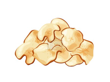 Illustration for Apple fruit chips dry crips slice. Organic food baked delicious. Vector illustration. - Royalty Free Image