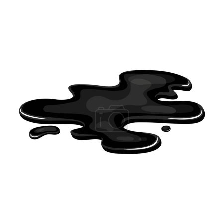 Oil puddle, slick spill cartoon art isolated. Drop stain black gas. Lequid shape in vector.