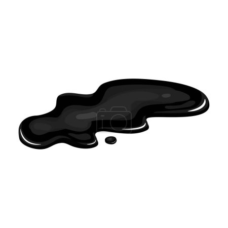 Illustration for Oil puddle, slick spill cartoon art isolated. Drop stain black gas. Lequid shape in vector. - Royalty Free Image