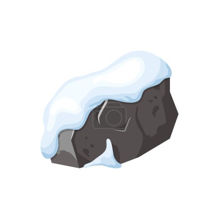Illustration for Stone and rock in snow. Snowy mountains in cartoon, heap of boulders in winter. Boulders and building material. Ice age in vector illustration. - Royalty Free Image