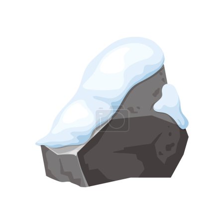 Illustration for Stone and rock in snow. Snowy mountains in cartoon, heap of boulders in winter. Boulders and building material. Ice age in vector illustration. - Royalty Free Image