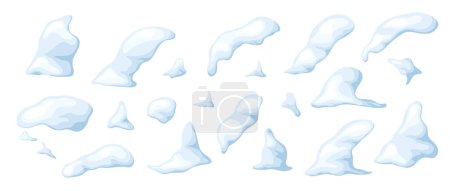 Illustration for Set of snow. Elements for ui design game. Snowy in cartoon. Ice age in vector illustration. - Royalty Free Image