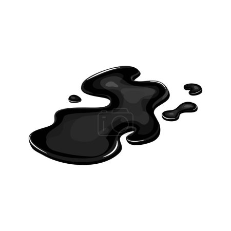 Ölpfütze, Glatteis Cartoon Art isoliert. Tropfen Fleck schwarzes Gas. Flüssige Form im Vektor.