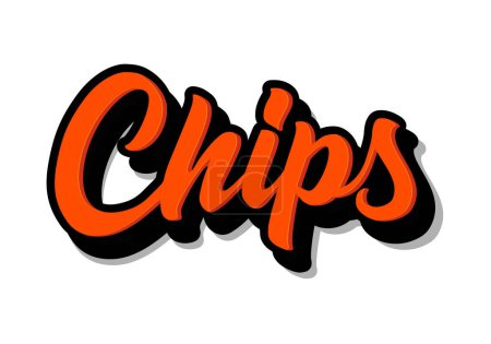 Illustration for Crunchy crispy text, lettering quote hand drawn creative concept for your business. Chips modern style, product. Vector illustration. - Royalty Free Image