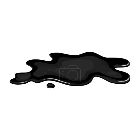 Illustration for Spill of black oil puddle industry. Stain ink drop of petrol liquid shape. Vector cartton illustration. - Royalty Free Image