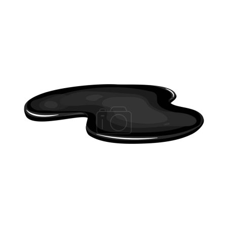 Illustration for Spill of black oil puddle industry. Stain ink drop of petrol liquid shape. Vector cartton illustration. - Royalty Free Image