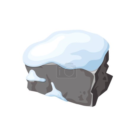 Ilustración de Piedra y roca en la nieve. Montañas nevadas en caricatura, montones de rocas en invierno. Piedras y material de construcción. Edad de hielo en la ilustración vectorial. - Imagen libre de derechos