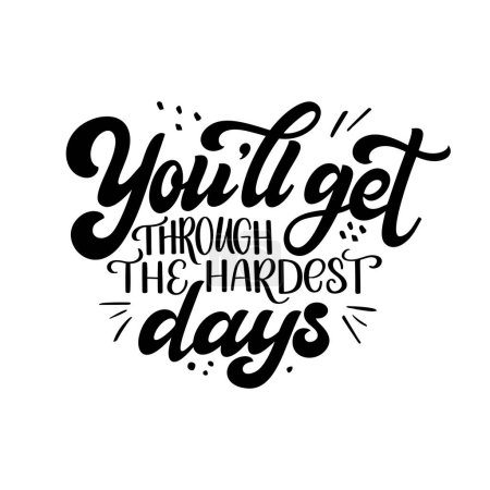 Ilustración de Mental health quote in hand drawn lettering style. Positive typography poster with inspirational text. Vector illustration for prints, banners, sticker. - Imagen libre de derechos