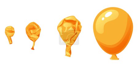 Illustration for Rubber balloon blowing process. Uninflated latex ballon isolated on white background. Cartoon decorative element for birthday. Vector illustration. - Royalty Free Image
