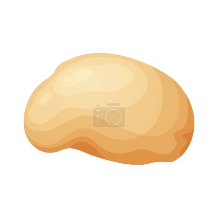 Ilustración de Fresh raw dough for bakind. Homemade tasty bread. Cartoon of wooden kitchen rolling pin. Vector illustration for menu, cafe, restaurant. - Imagen libre de derechos