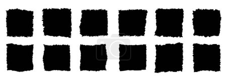Illustration for Jagged torn paper set. Black shape ripper and strip. Texture grunge element collection. Vector illustration. - Royalty Free Image