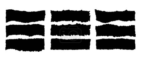 Ilustración de Set de papel desgarrado dentado. Forma negra desgarrador y tira. Textura grunge colección de elementos. Ilustración vectorial. - Imagen libre de derechos