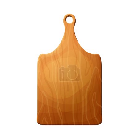 Illustration for Cutting wooden board for chop, pizza and meat. Kitchen cartoon old shield. Vector plank for food isolated on white background. - Royalty Free Image
