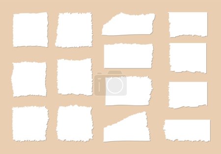 Ilustración de Conjunto de borde de papel duro. Forma desgarrada rectángulo, borde, pegatina pieza. Ilustración de encabezado vectorial grunge aislado. - Imagen libre de derechos